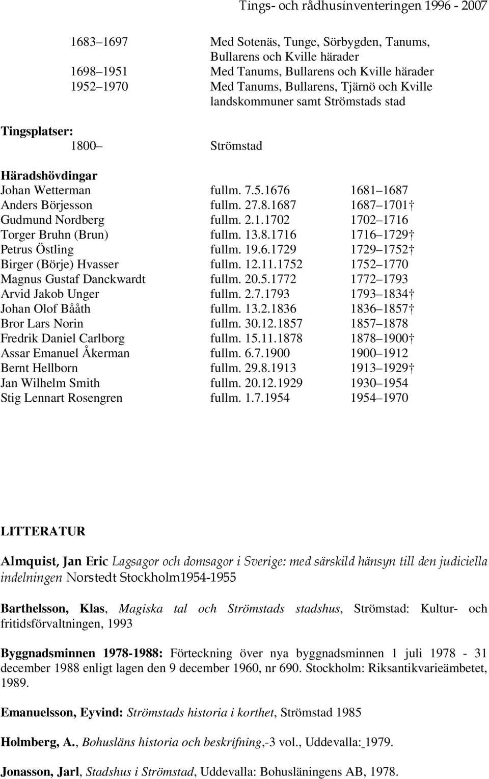 Barthelsson, Klas, Magiska tal och Strömstads stadshus, Strömstad: Kultur- och fritidsförvaltningen, 1993 Byggnadsminnen 1978-1988: Förteckning över nya byggnadsminnen 1 juli 1978-31 december 1988