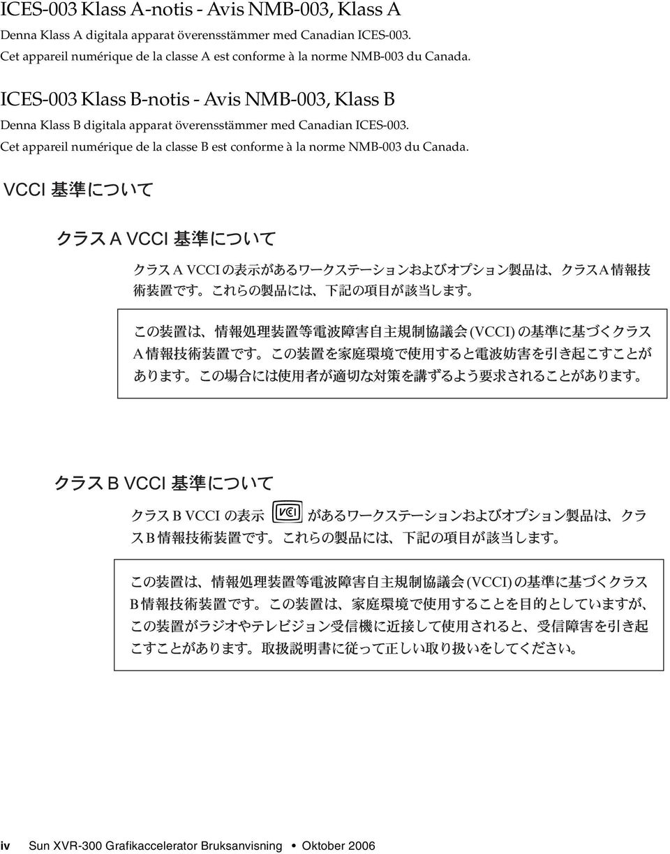 ICES-003 Klass B-notis - Avis NMB-003, Klass B Denna Klass B digitala apparat överensstämmer med Canadian