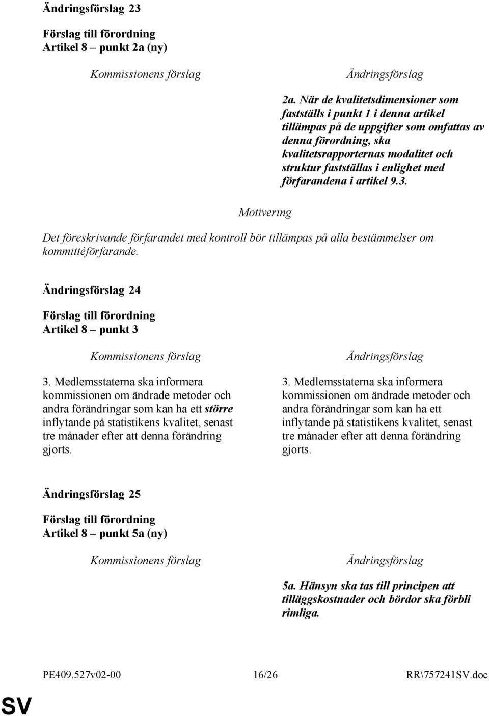 enlighet med förfarandena i artikel 9.3. Det föreskrivande förfarandet med kontroll bör tillämpas på alla bestämmelser om kommittéförfarande. 24 Artikel 8 punkt 3 3.