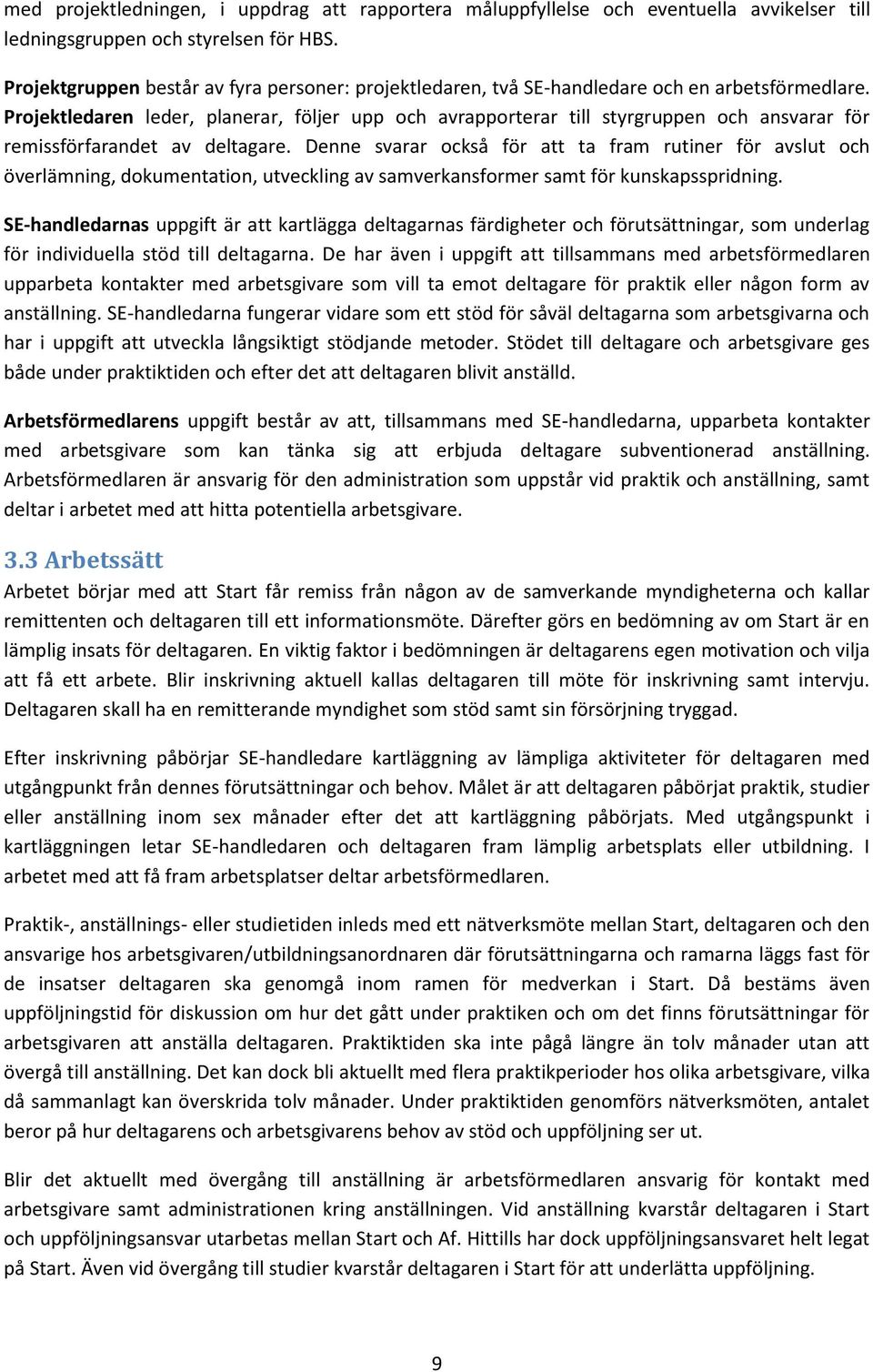 Projektledaren leder, planerar, följer upp och avrapporterar till styrgruppen och ansvarar för remissförfarandet av deltagare.