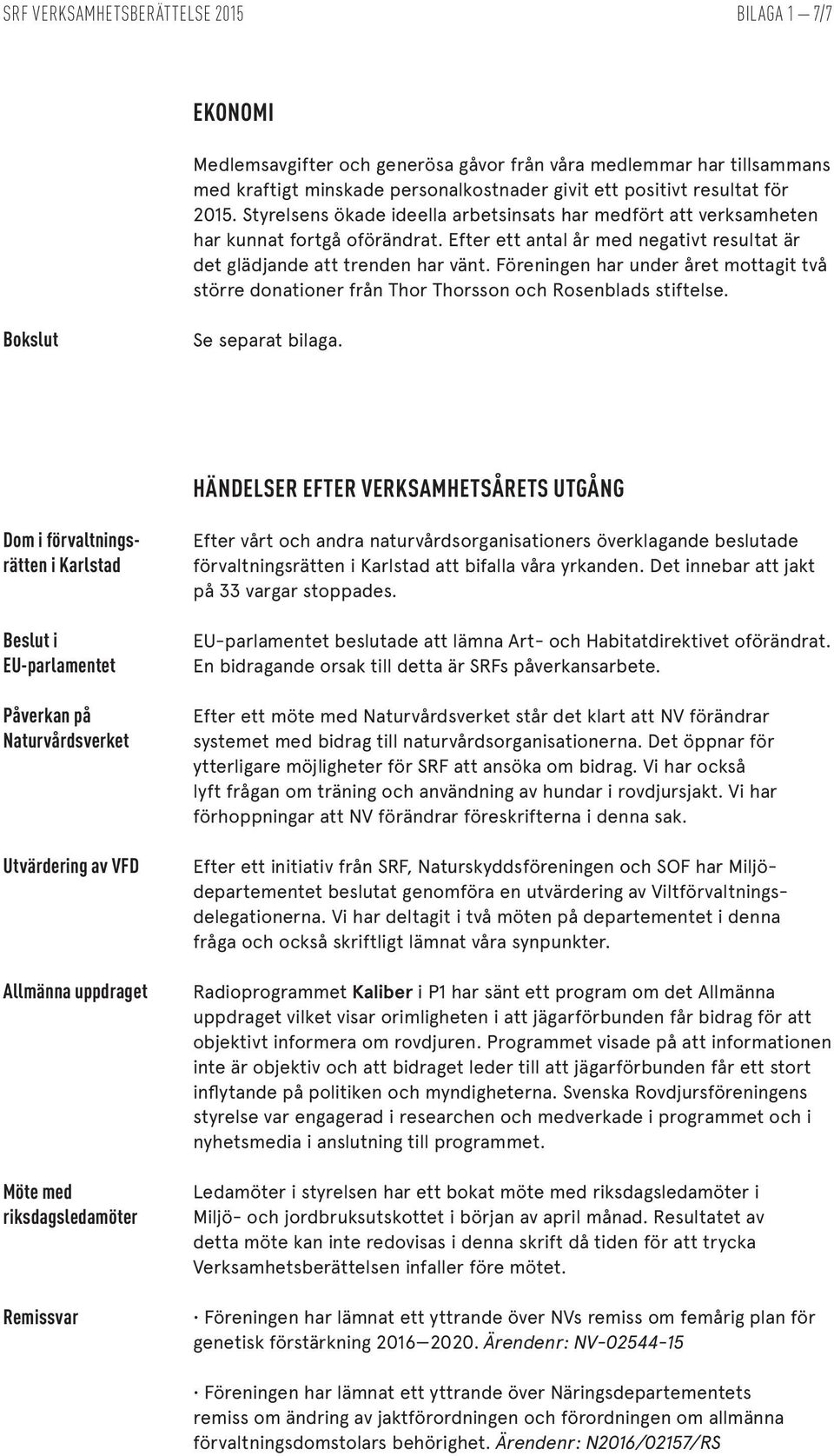 Föreningen har under året mottagit två större donationer från Thor Thorsson och Rosenblads stiftelse. Bokslut Se separat bilaga.