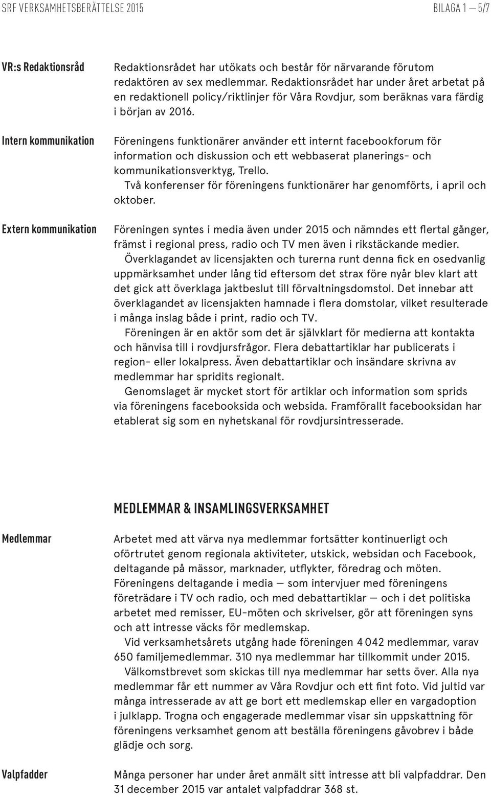Föreningens funktionärer använder ett internt facebookforum för information och diskussion och ett webbaserat planerings- och kommunikationsverktyg, Trello.
