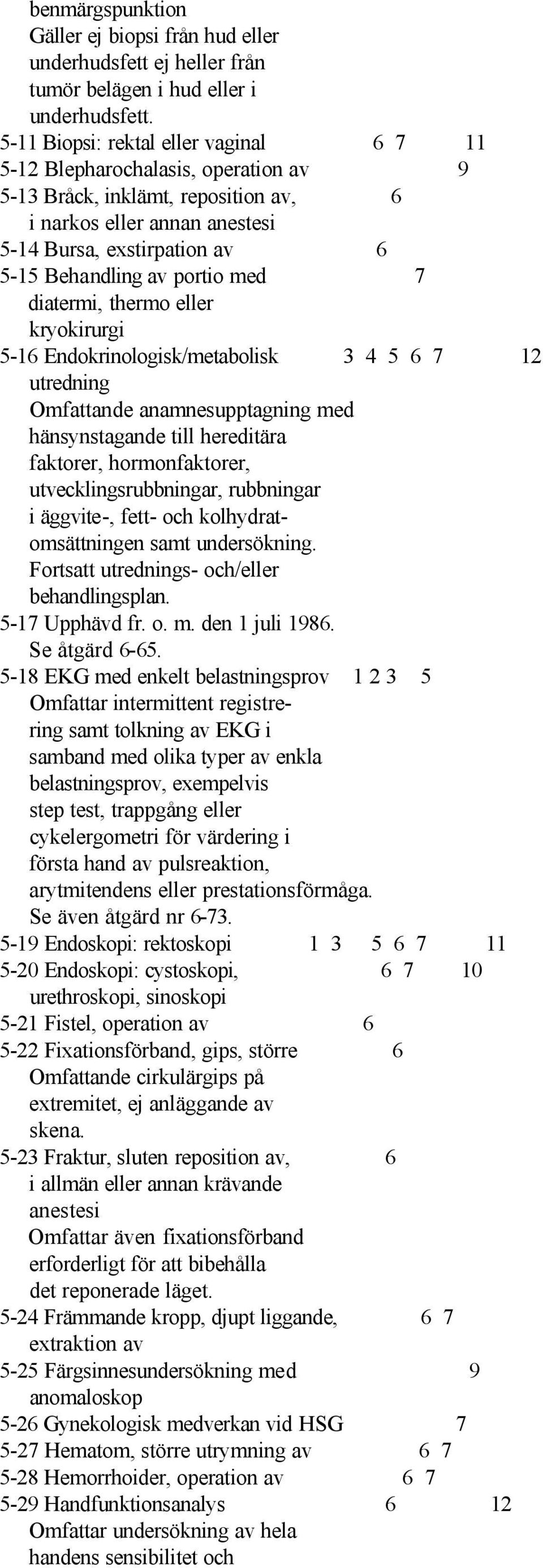 portio med 7 diatermi, thermo eller kryokirurgi 5-16 Endokrinologisk/metabolisk 3 4 5 6 7 12 utredning Omfattande anamnesupptagning med hänsynstagande till hereditära faktorer, hormonfaktorer,