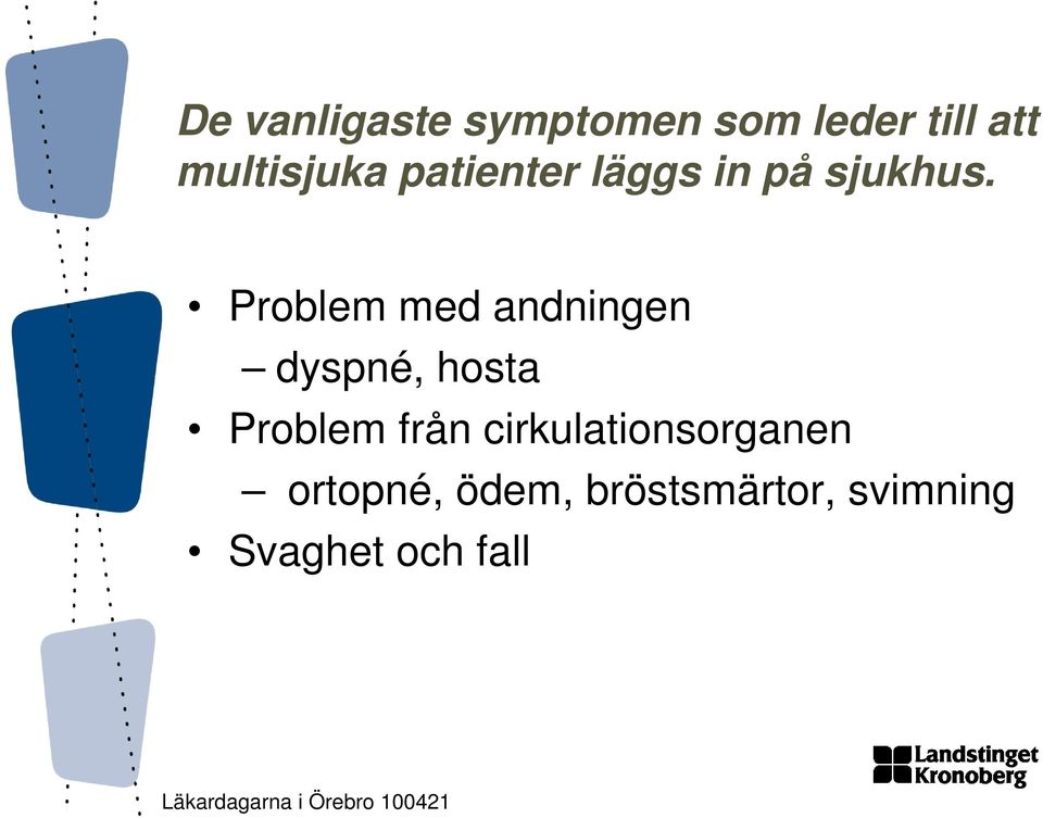 Problem med andningen dyspné, hosta Problem från