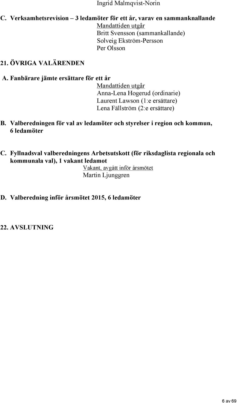 ÖVRIGA VALÄRENDEN A.