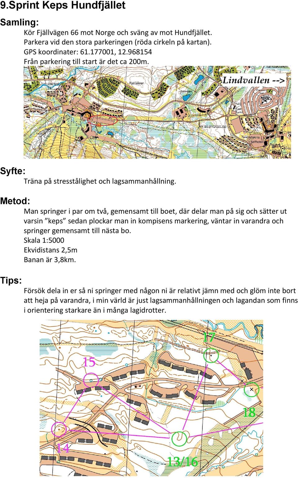 Man springer i par om två, gemensamt till boet, där delar man på sig och sätter ut varsin keps sedan plockar man in kompisens markering, väntar in varandra och springer gemensamt