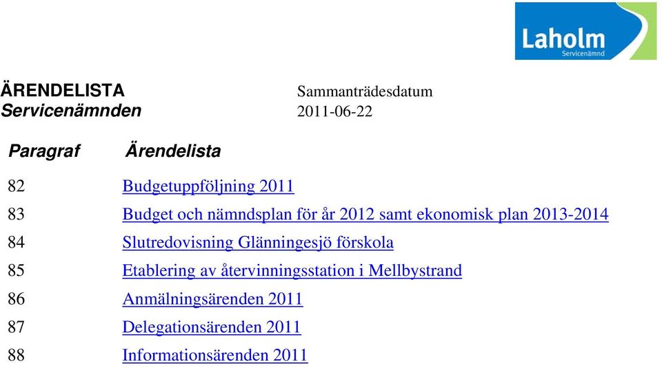 2013-2014 Slutredovisning Glänningesjö förskola Etablering av