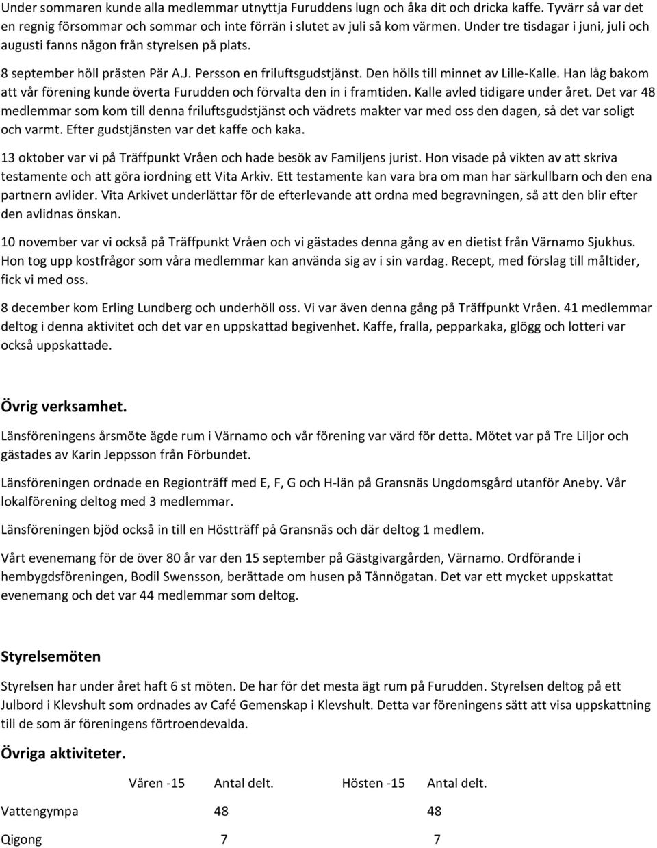 Han låg bakom att vår förening kunde överta Furudden och förvalta den in i framtiden. Kalle avled tidigare under året.
