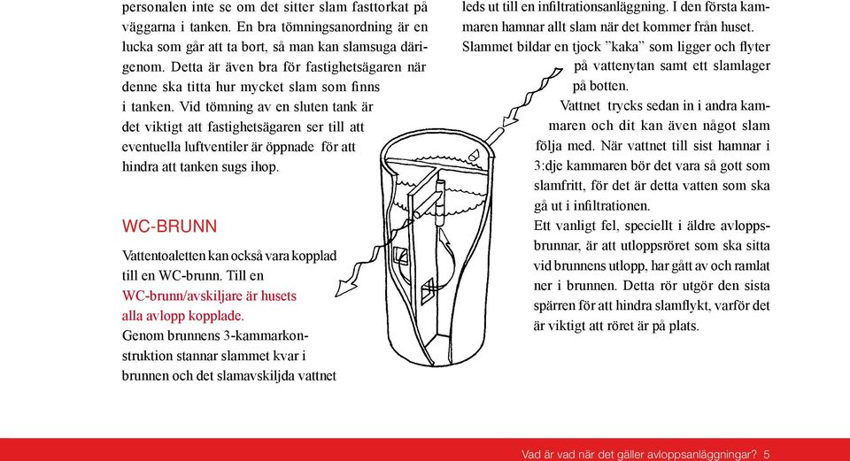 Vid tömning av en sluten tank är det viktigt att fastighets ägaren ser till att eventuella luftventiler är öppnade för att hindra att tanken sugs ihop.