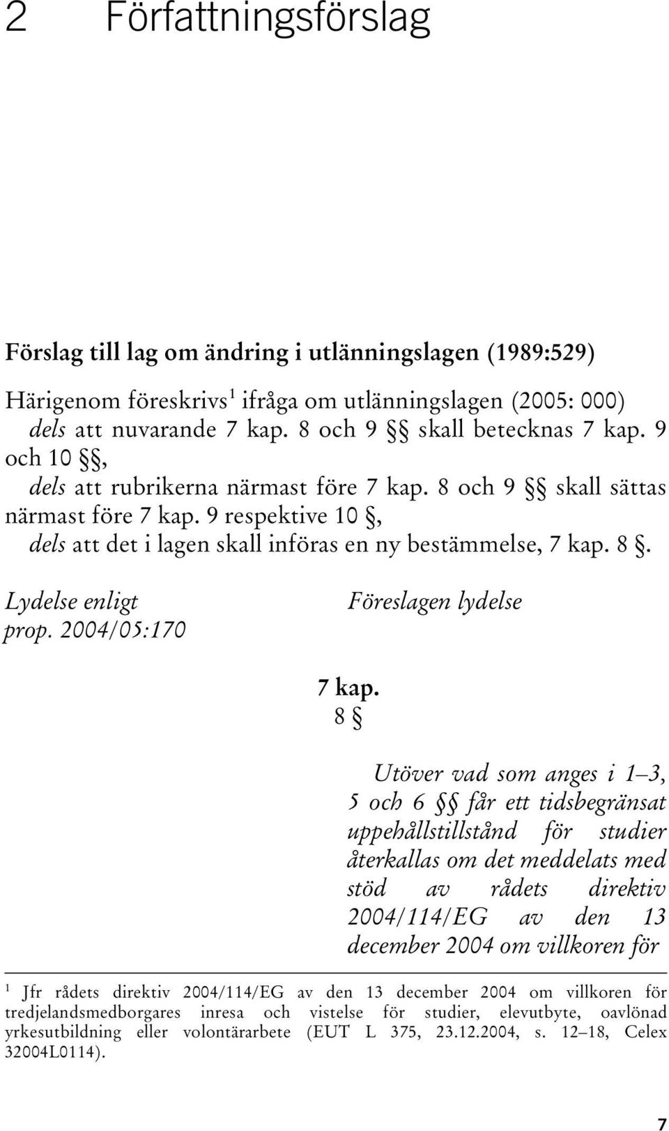 2004/05:170 Föreslagen lydelse 7 kap.