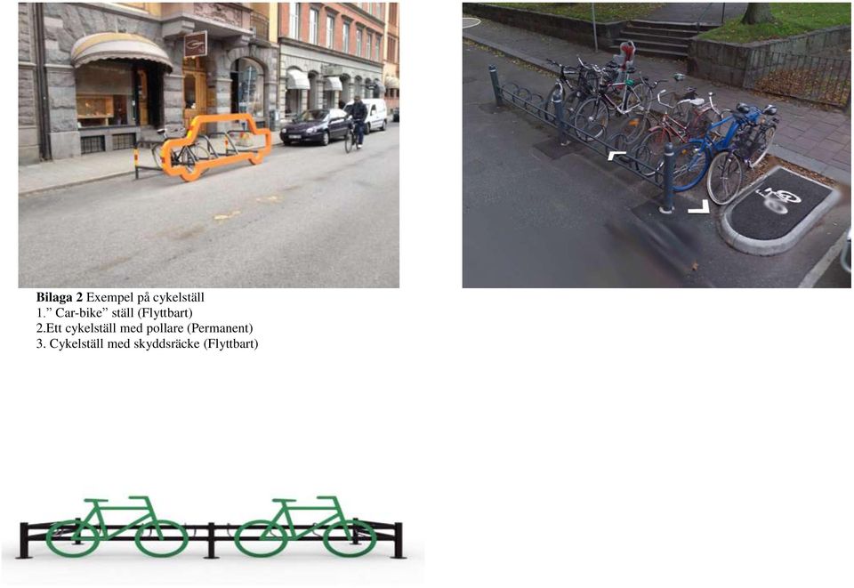 Ett cykelställ med pollare