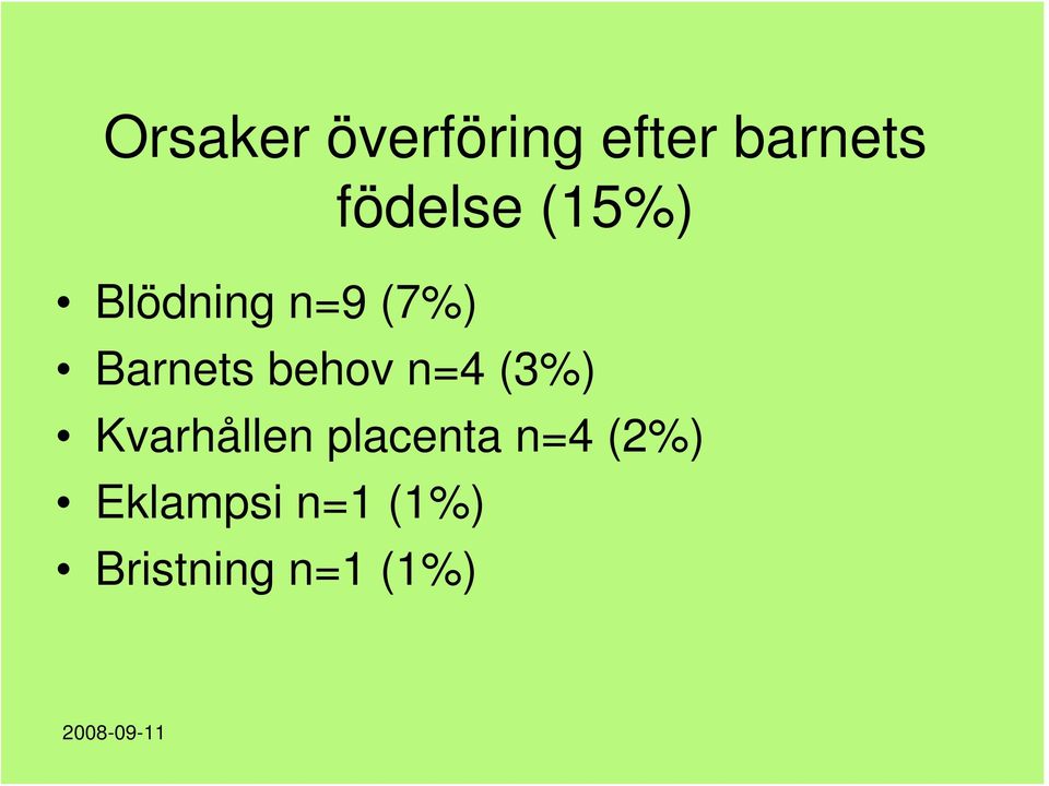 Barnets behov n=4 (3%) Kvarhållen