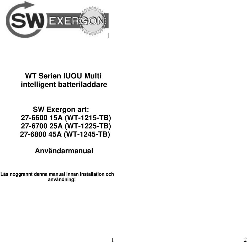 (WT-1225-TB) 27-6800 45A (WT-1245-TB) Användarmanual