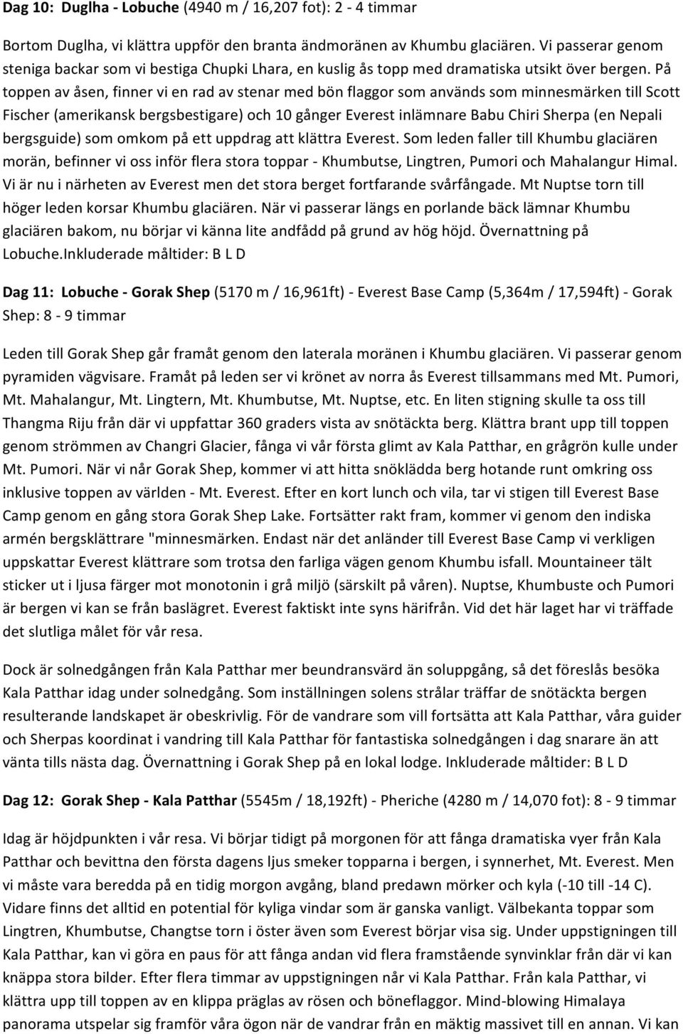 På toppen av åsen, finner vi en rad av stenar med bön flaggor som används som minnesmärken till Scott Fischer (amerikansk bergsbestigare) och 10 gånger Everest inlämnare Babu Chiri Sherpa (en Nepali