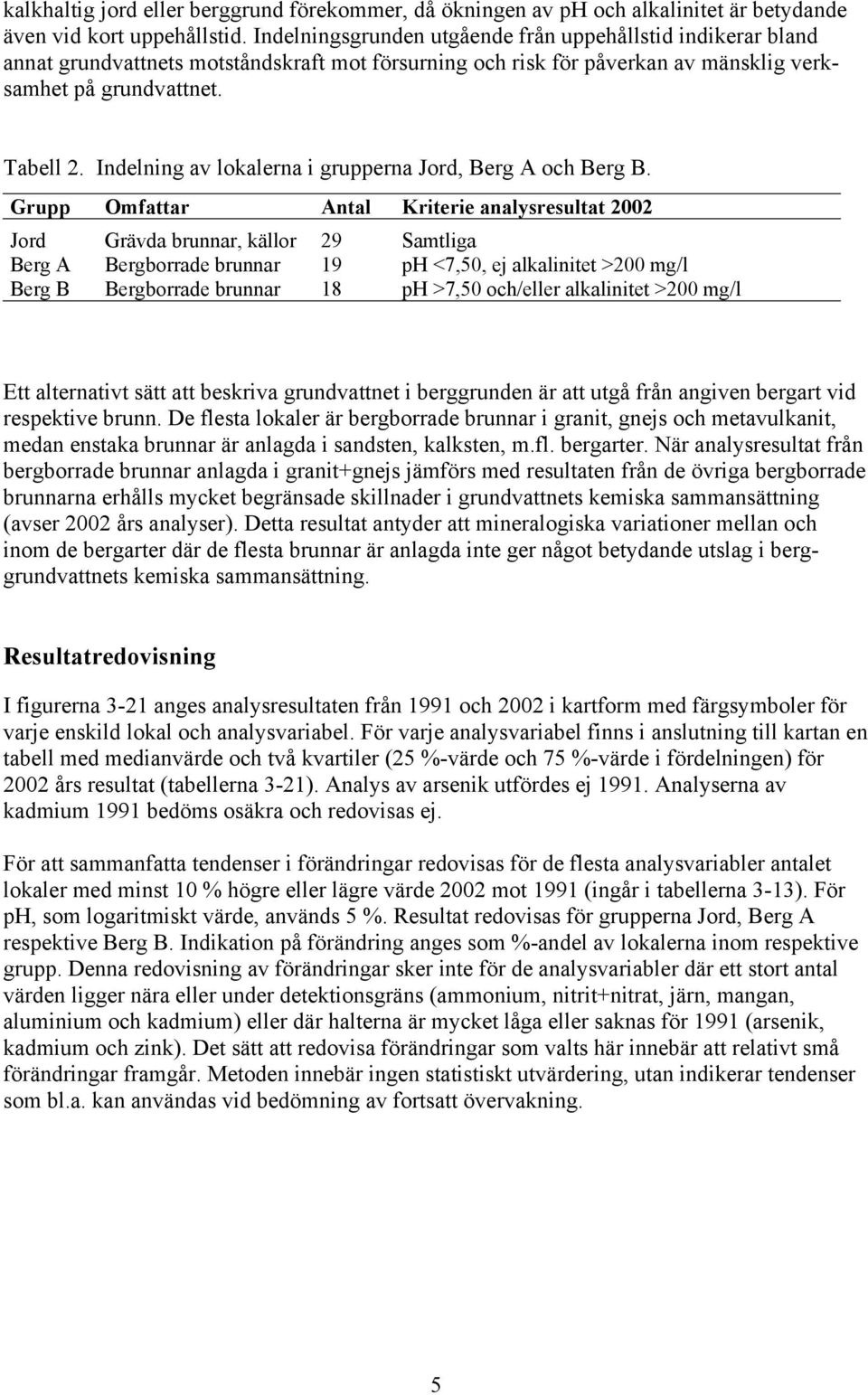 Indelning av lokalerna i grupperna Jord, Berg A och Berg B.