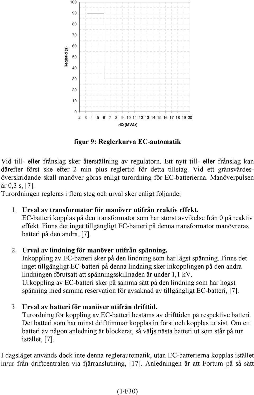 Manöverpulsen är 0,3 s, [7]. Turordningen regleras i flera steg och urval sker enligt följande; 1. Urval av transformator för manöver utifrån reaktiv effekt.