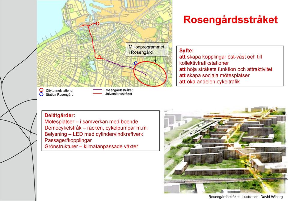 Rosengårdsstråket Universitetsstråket Delåtgärder: Mötesplatser i samv