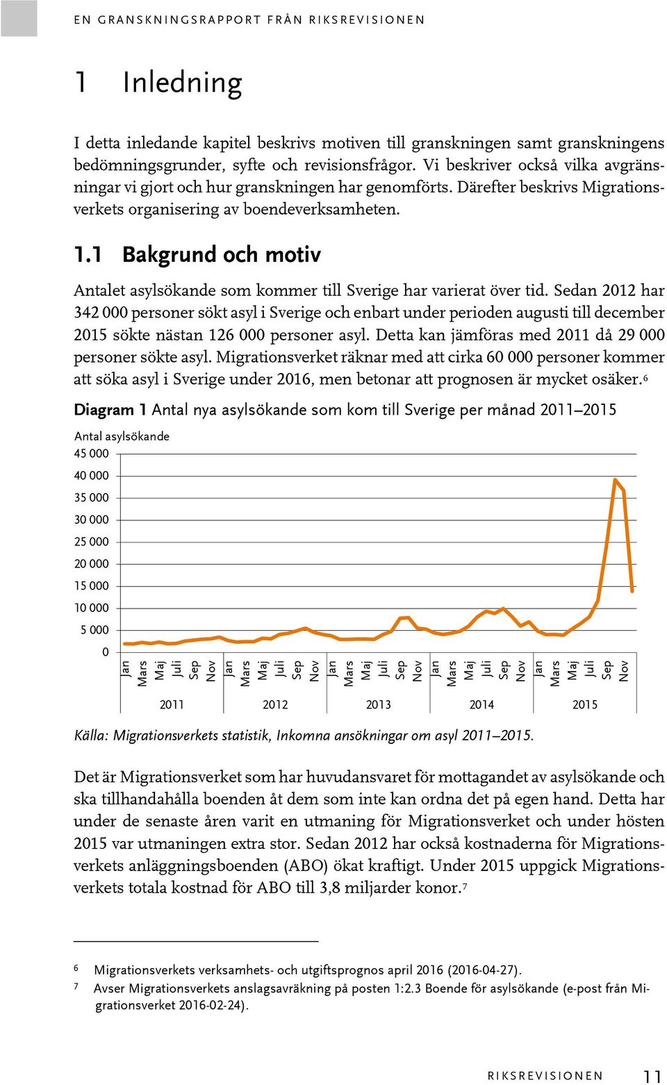 1 Bakgrund och motiv Antalet asylsökande som kommer till Sverige har varierat över tid.