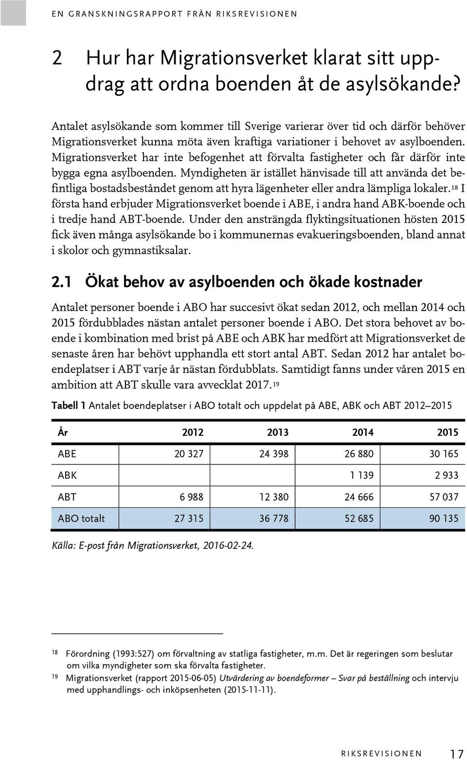 Migrationsverket har inte befogenhet att förvalta fastigheter och får därför inte bygga egna asylboenden.