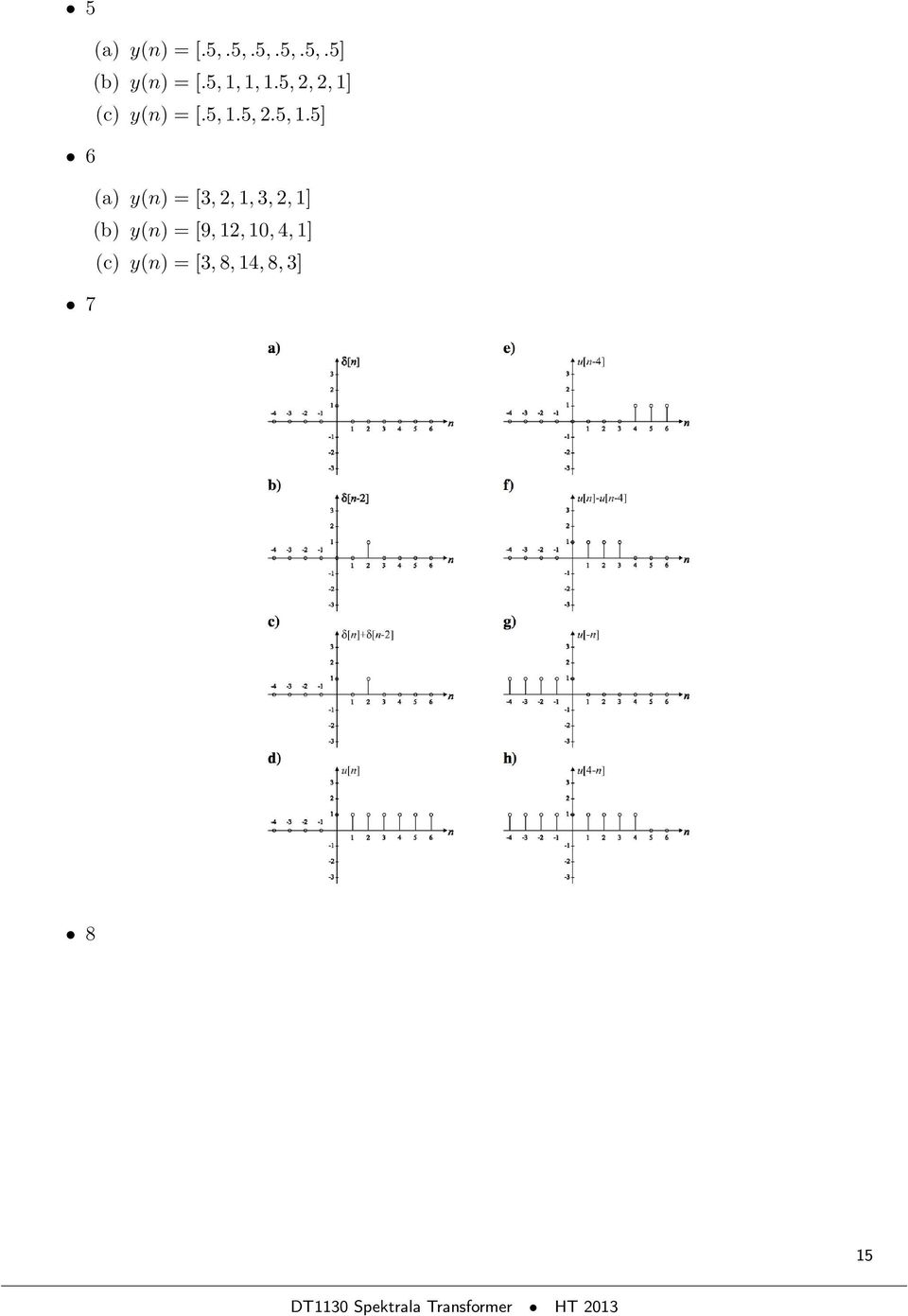= [3,,, 3,, ] (b) y(n) = [9,,, 4, ] (c) y(n) =
