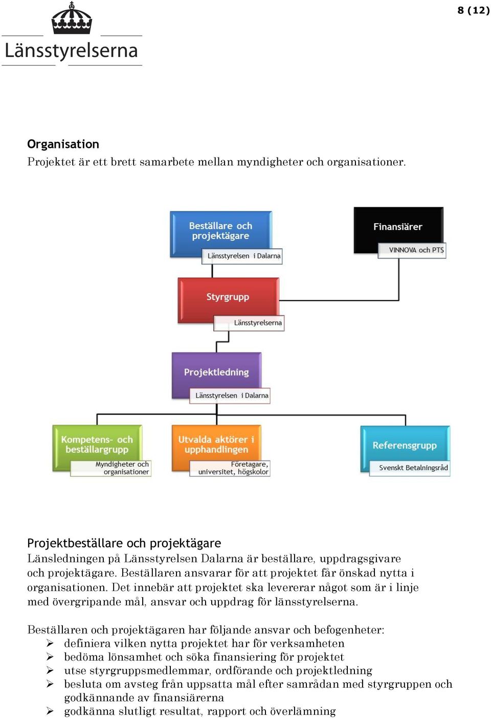 Det innebär att projektet ska levererar något som är i linje med övergripande mål, ansvar och uppdrag för länsstyrelserna.