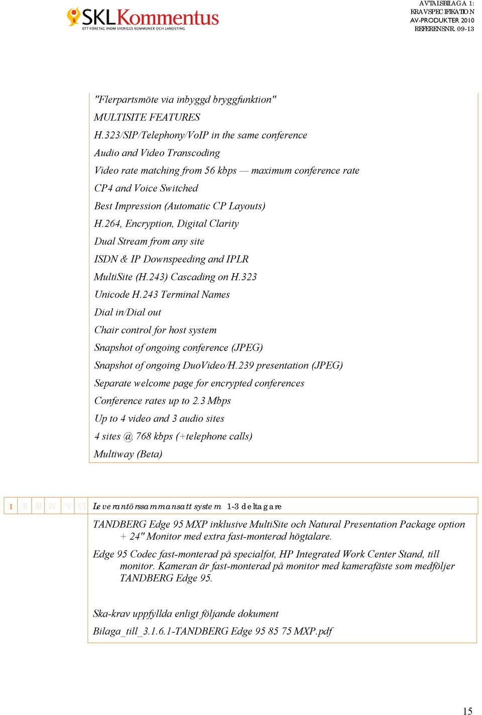 264, Encryption, Digital Clarity Dual Stream from any site ISDN & IP Downspeeding and IPLR MultiSite (H.243) Cascading on H.323 Unicode H.