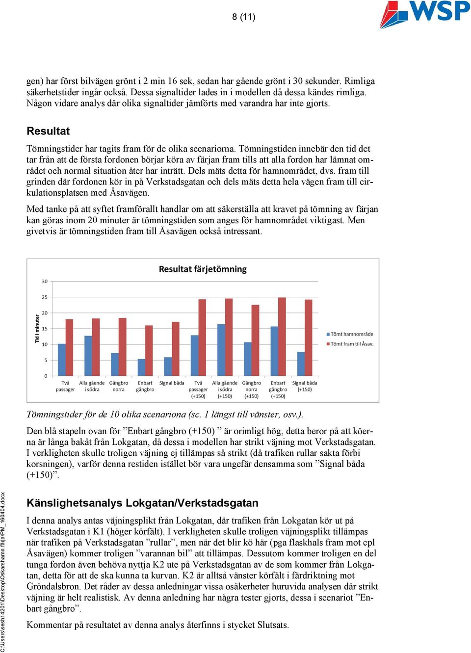 Tömningstiden innebär den tid det tar från att de första fordonen börjar köra av färjan fram tills att alla fordon har lämnat området och normal situation åter har inträtt.