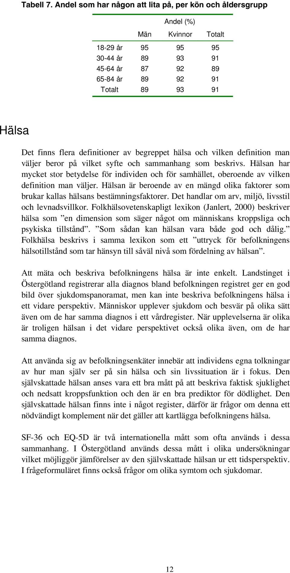 och vilken definition man väljer beror på vilket syfte och sammanhang som beskrivs. Hälsan har mycket stor betydelse för individen och för samhället, oberoende av vilken definition man väljer.