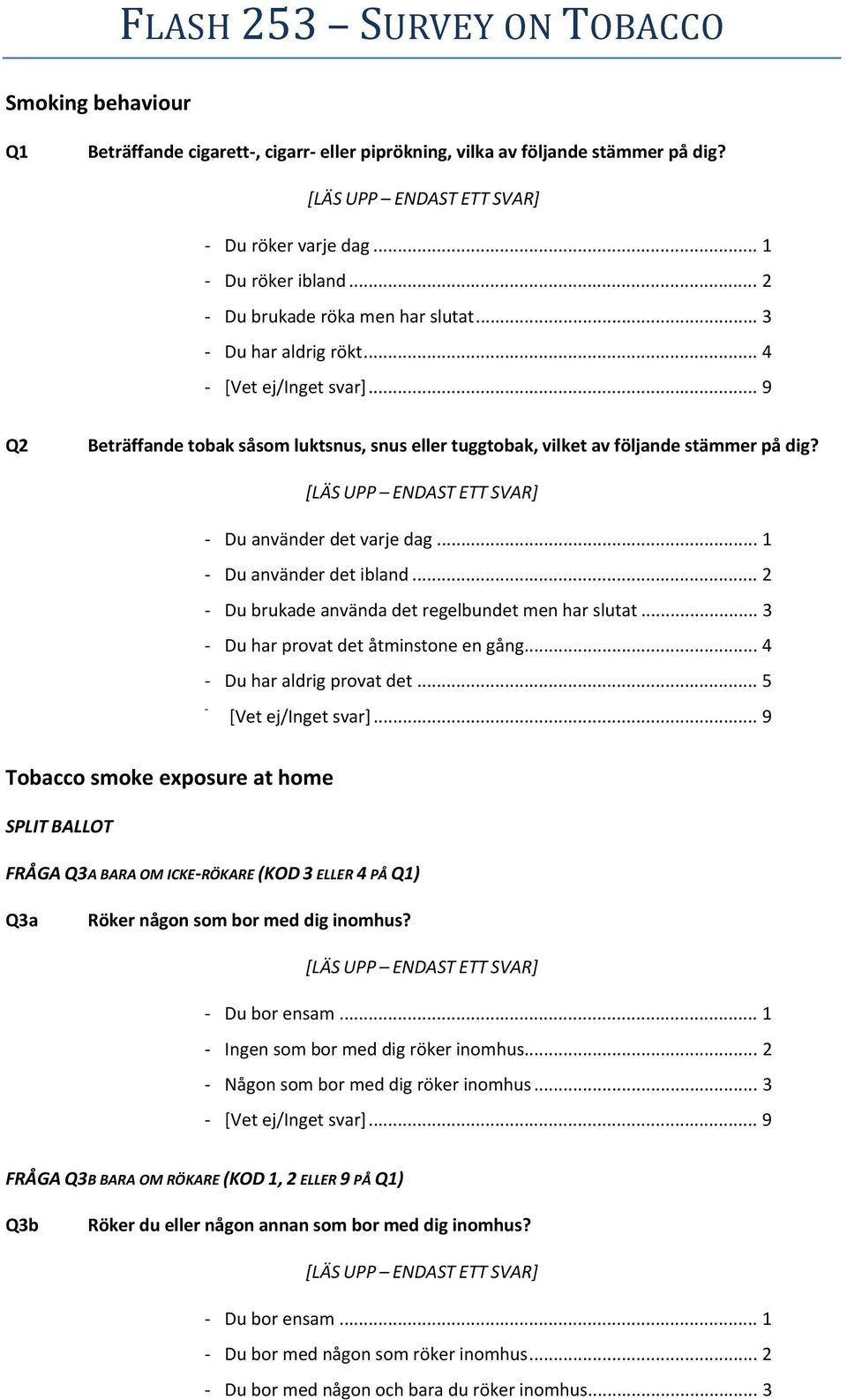 .. 1 Du använder det ibland... 2 Du brukade använda det regelbundet men har slutat... 3 Du har provat det åtminstone en gång... 4 Du har aldrig provat det... 5 [Vet ej/inget svar].