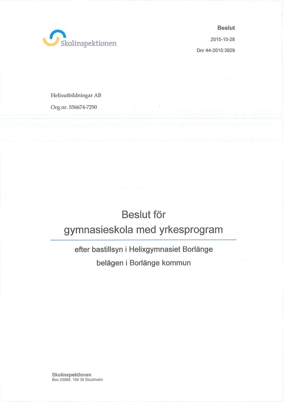 med yrkesprogram efter bastillsyn i