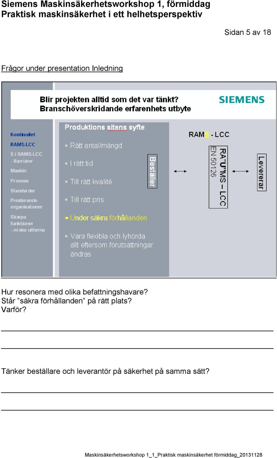 Står säkra förhållanden på rätt plats? Varför?