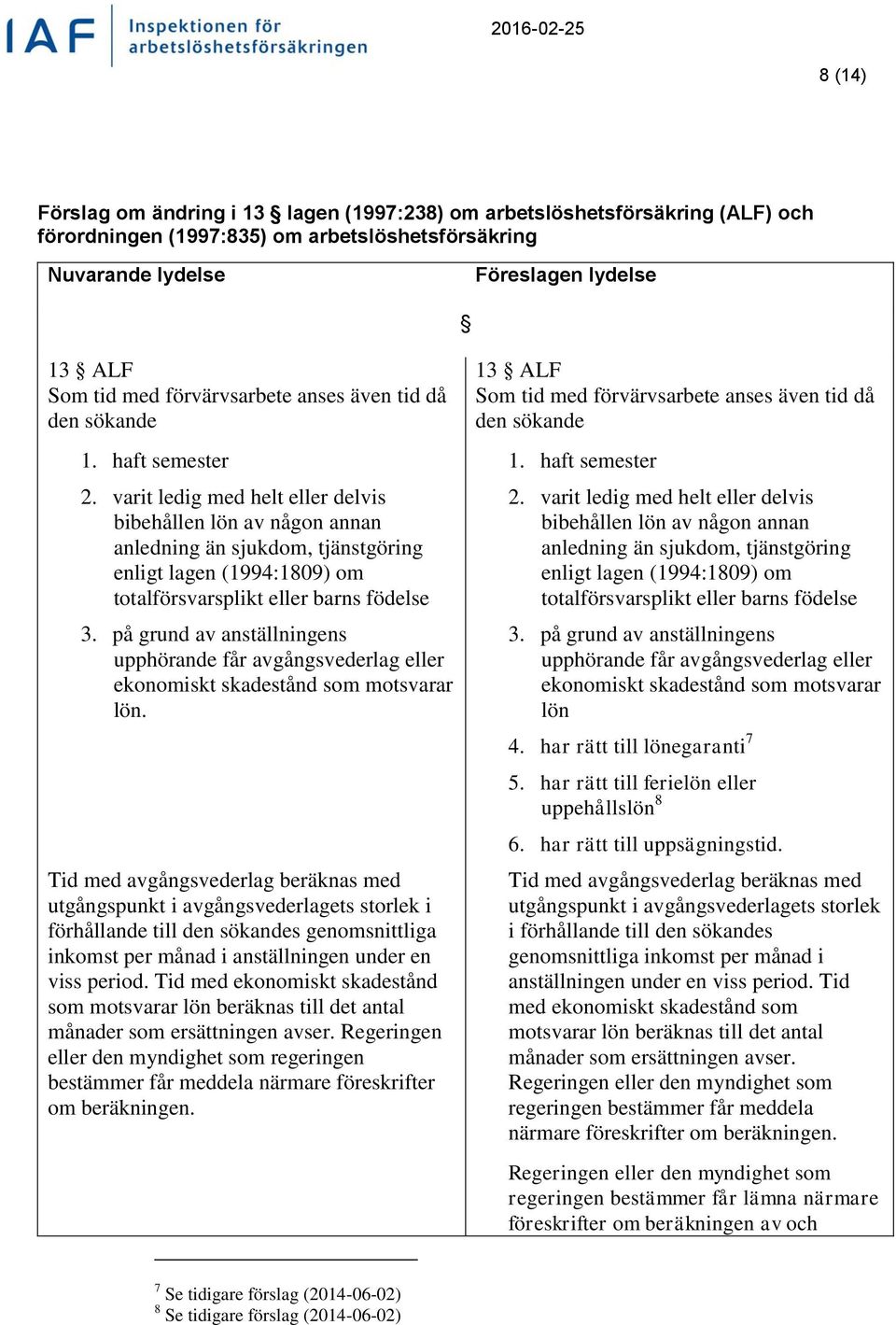 varit ledig med helt eller delvis bibehållen lön av någon annan anledning än sjukdom, tjänstgöring enligt lagen (1994:1809) om totalförsvarsplikt eller barns födelse 3.