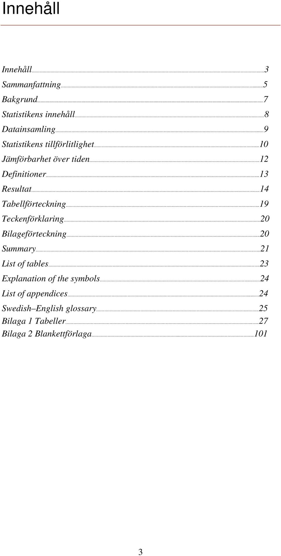 ..14 Tabellförteckning....19 Teckenförklaring...20 Bilageförteckning...20 Summary...21 List of tables.