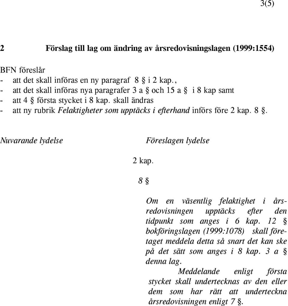 skall ändras - att ny rubrik Felaktigheter som upptäcks i efterhand införs före 2 kap.