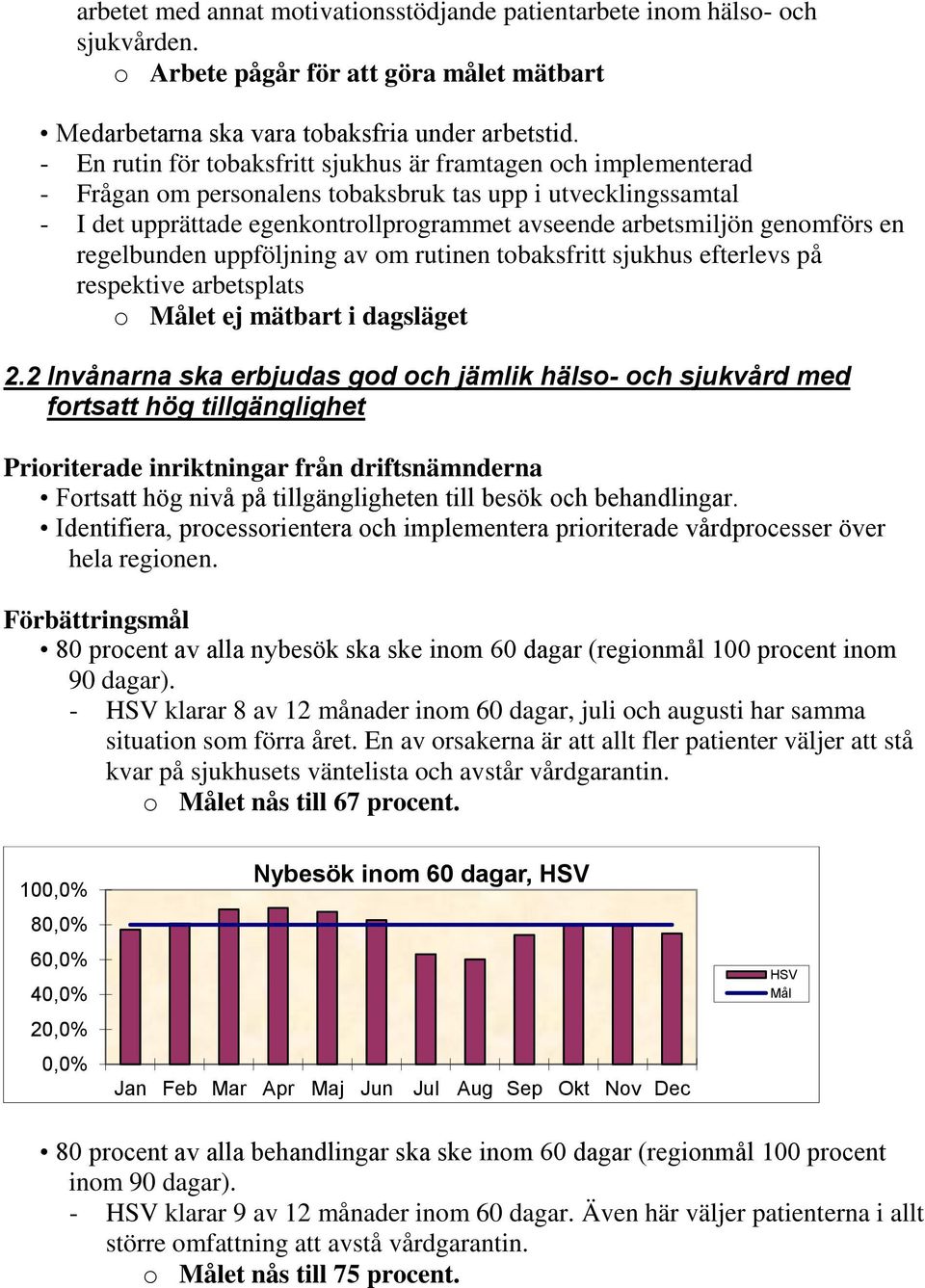 genomförs en regelbunden uppföljning av om rutinen tobaksfritt sjukhus efterlevs på respektive arbetsplats o Målet ej mätbart i dagsläget 2.