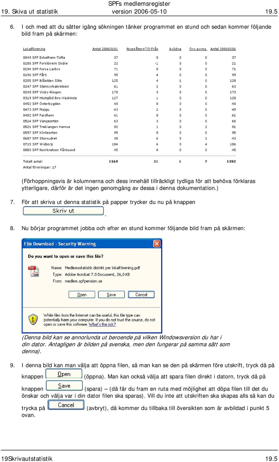 förklaras ytterligare, därför är det ingen genomgång av dessa i denna dokumentation.) 7. För att skriva ut denna statistik på papper trycker du nu på. 8.