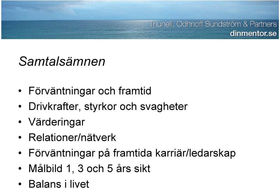 Relationer/nätverk Förväntningar på framtida