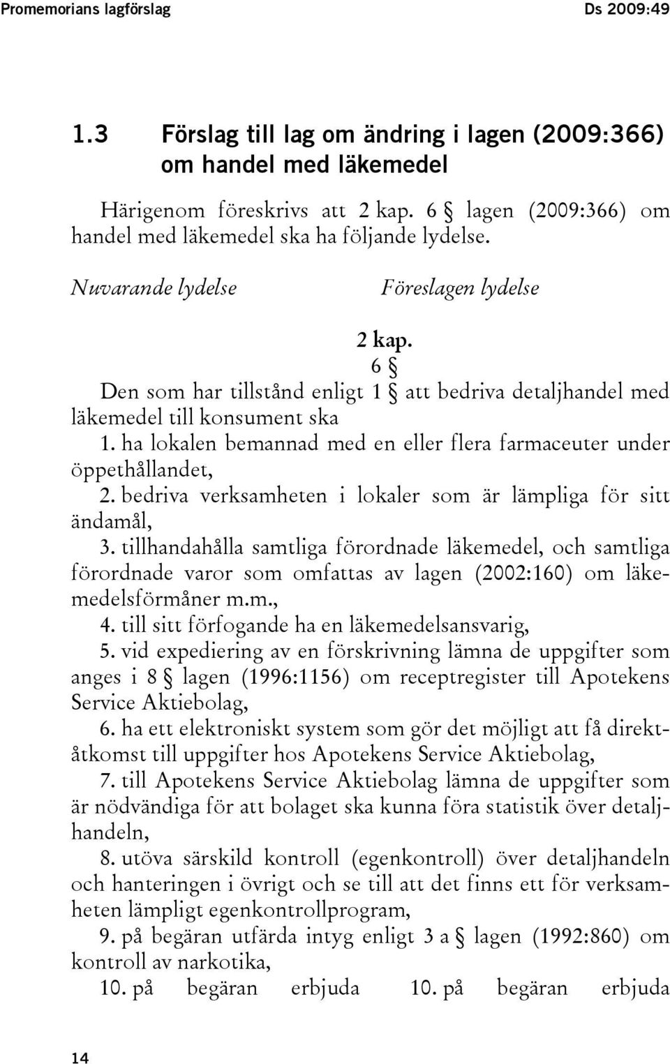 6 Den som har tillstånd enligt 1 att bedriva detaljhandel med läkemedel till konsument ska 1. ha lokalen bemannad med en eller flera farmaceuter under öppethållandet, 2.
