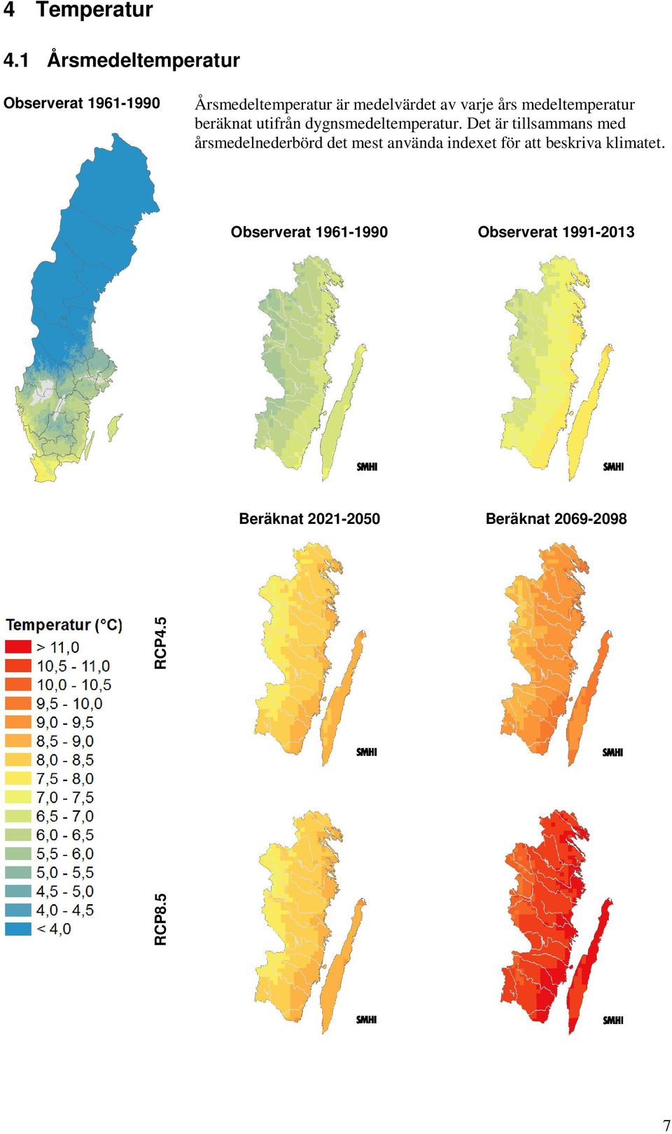 års medeltemperatur beräknat utifrån dygnsmedeltemperatur.