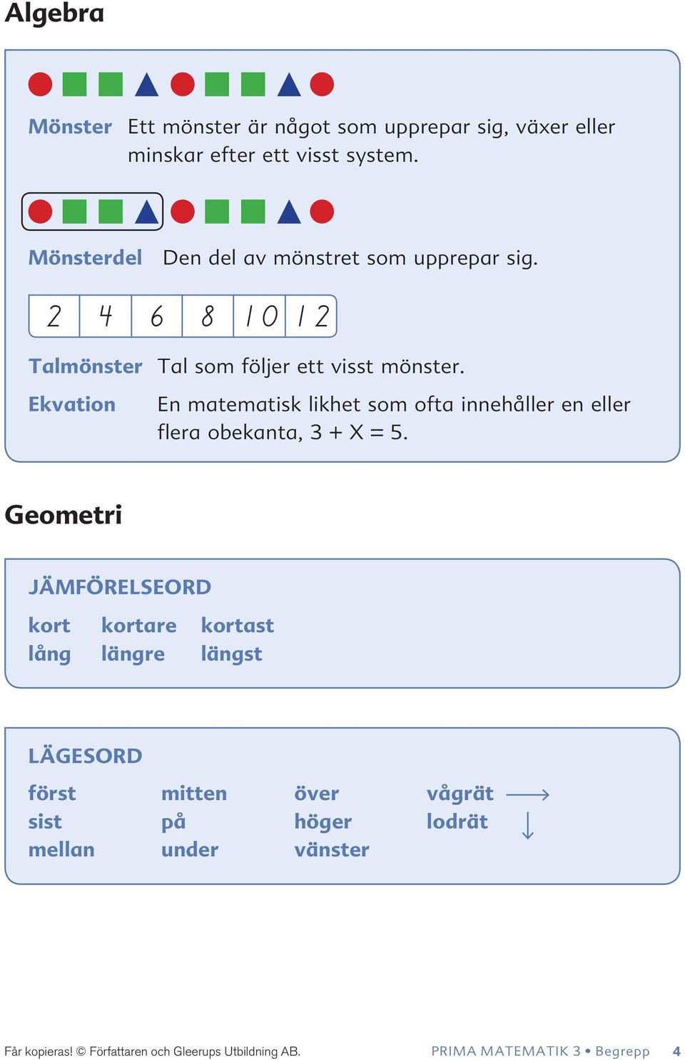 Ekvation En matematisk likhet som ofta innehåller en eller flera obekanta, 3 + X = 5.