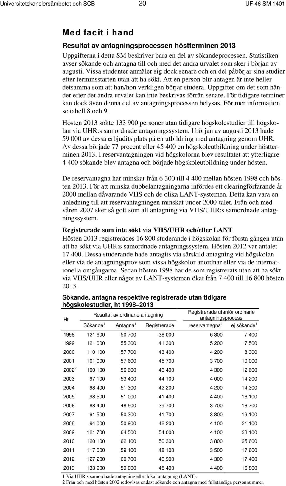 Vissa studenter anmäler sig dock senare och en del påbörjar sina studier efter terminsstarten utan att ha sökt.