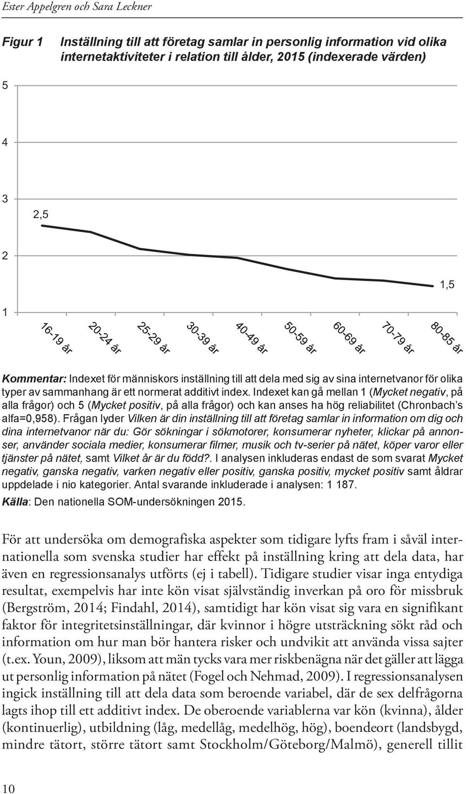 Indexet kan gå mellan 1 (Mycket negativ, på alla frågor) och 5 (Mycket positiv, på alla frågor) och kan anses ha hög reliabilitet (Chronbach s alfa=0,958).