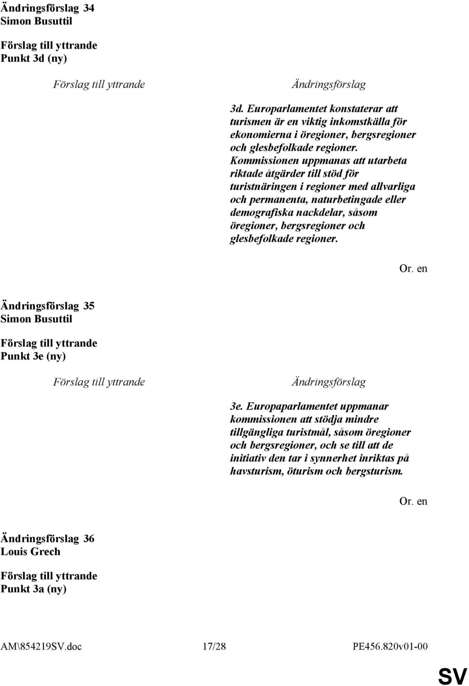 öregioner, bergsregioner och glesbefolkade regioner. 35 Simon Busuttil Punkt 3e (ny) 3e.