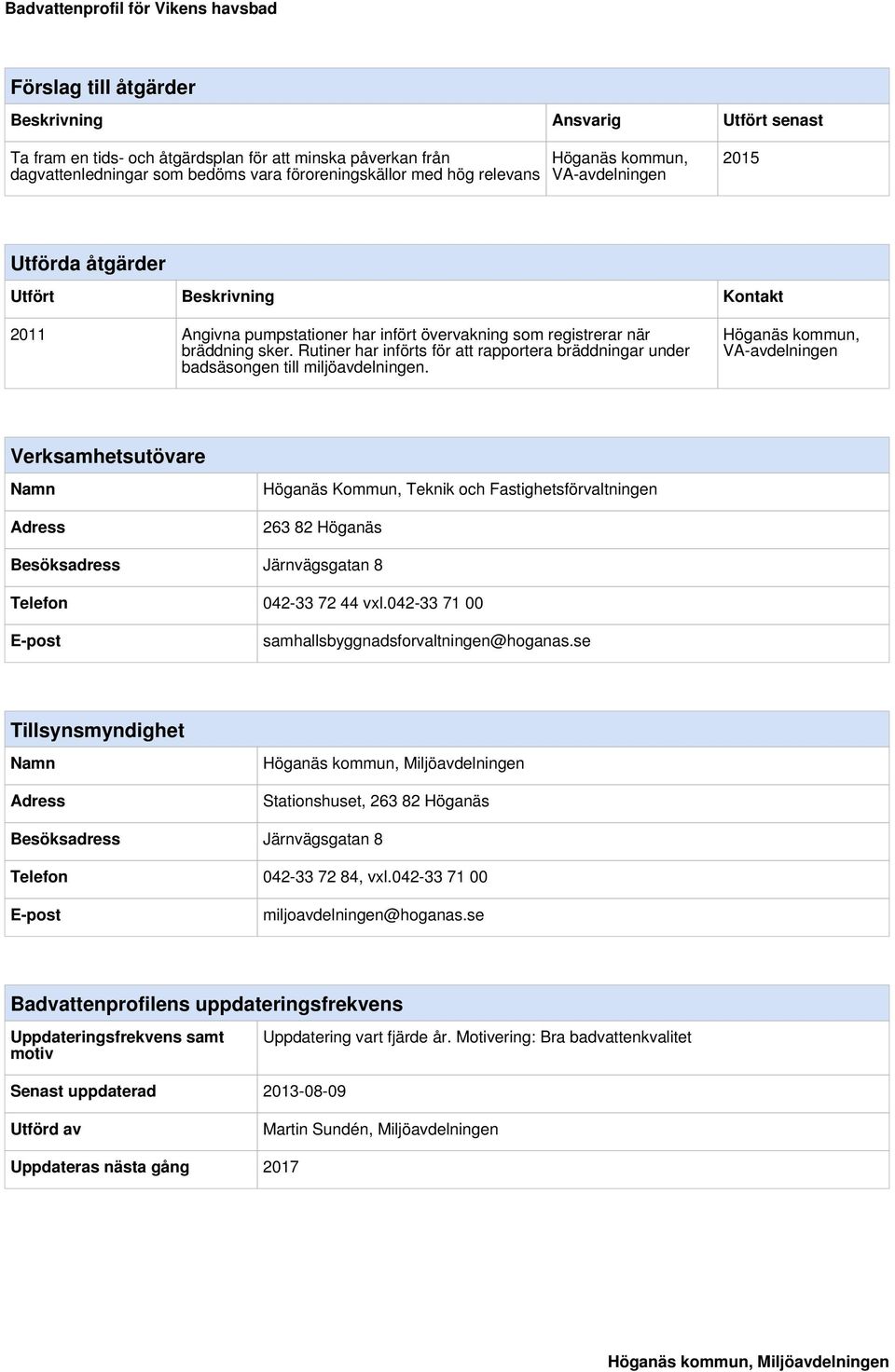 Rutiner har införts för att rapportera bräddningar under badsäsongen till miljöavdelningen.