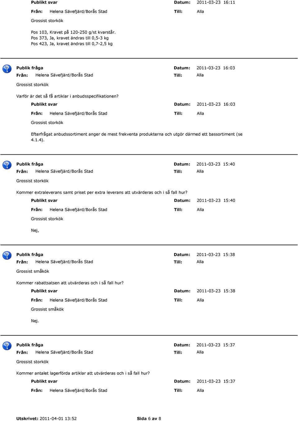 2011-03-23 16:03 Efterfrågat anbudssortiment anger de mest frekventa produkterna och utgör därmed ett bassortiment (se 4.1.4).