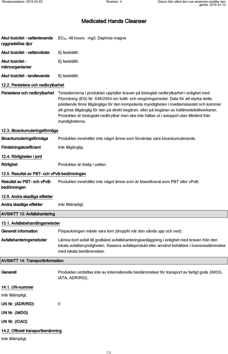 648/2004 om tvätt- och rengöringsmedel.