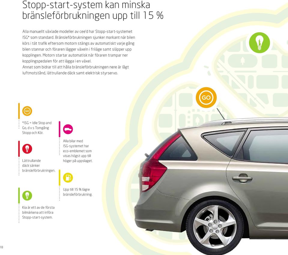 Motorn startar automatisk när föraren trampar ner kopplingspedalen för att lägga i en växel.