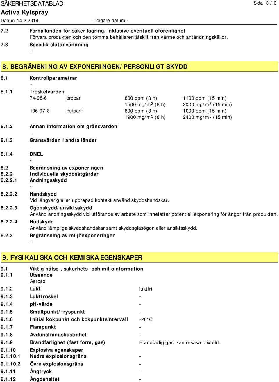 Kontrollparametrar 8.1.