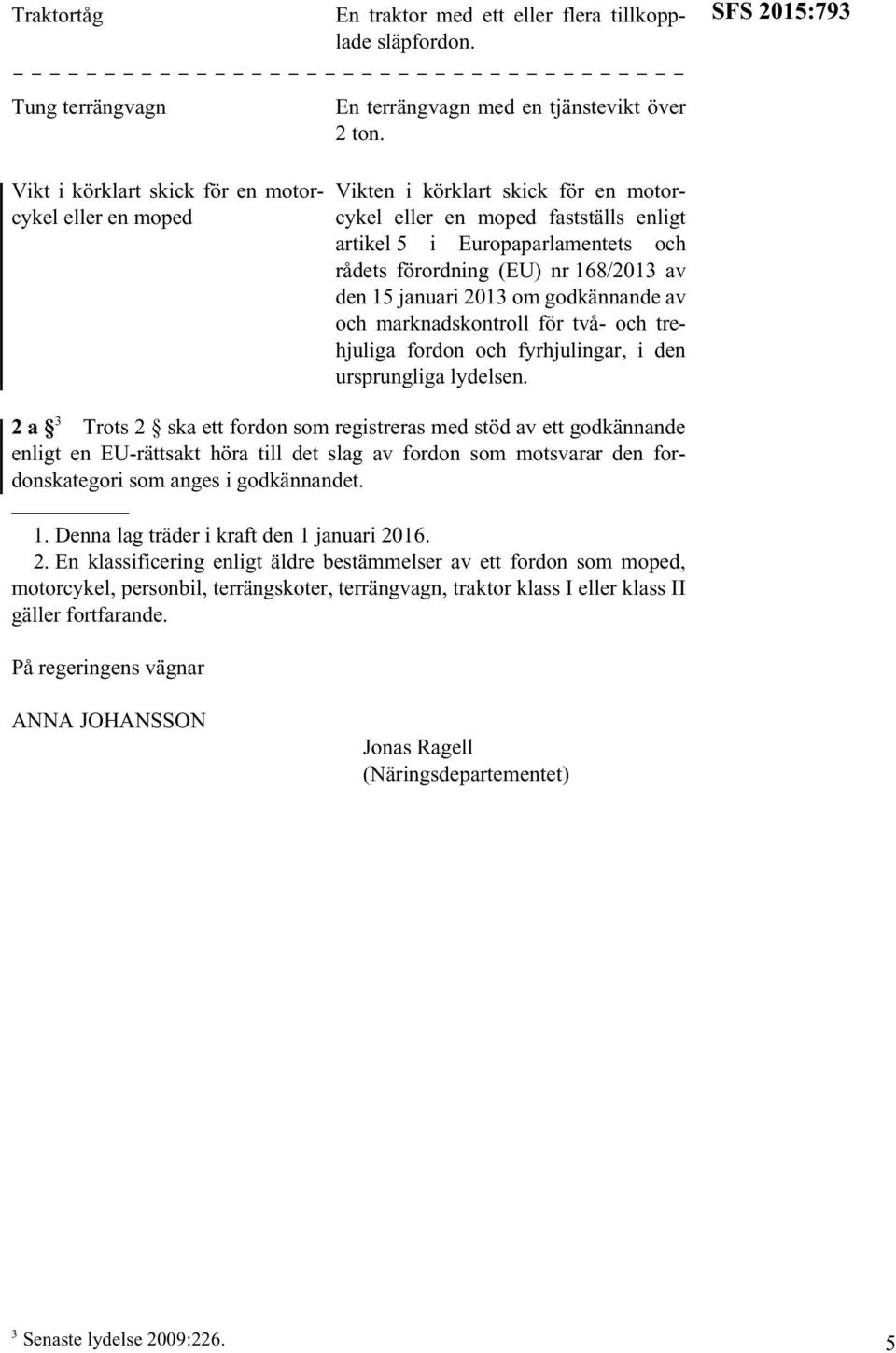fordonskategori som anges i godkännandet. 1. Denna lag träder i kraft den 1 januari 20