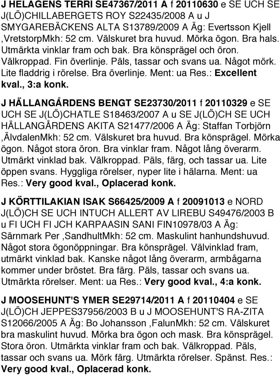 : Excellent kval., 3:a konk.